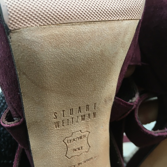 Stuart Weitzman Plum Purple Suede Platform Heels Sz 7.5 - Picture 9 of 9